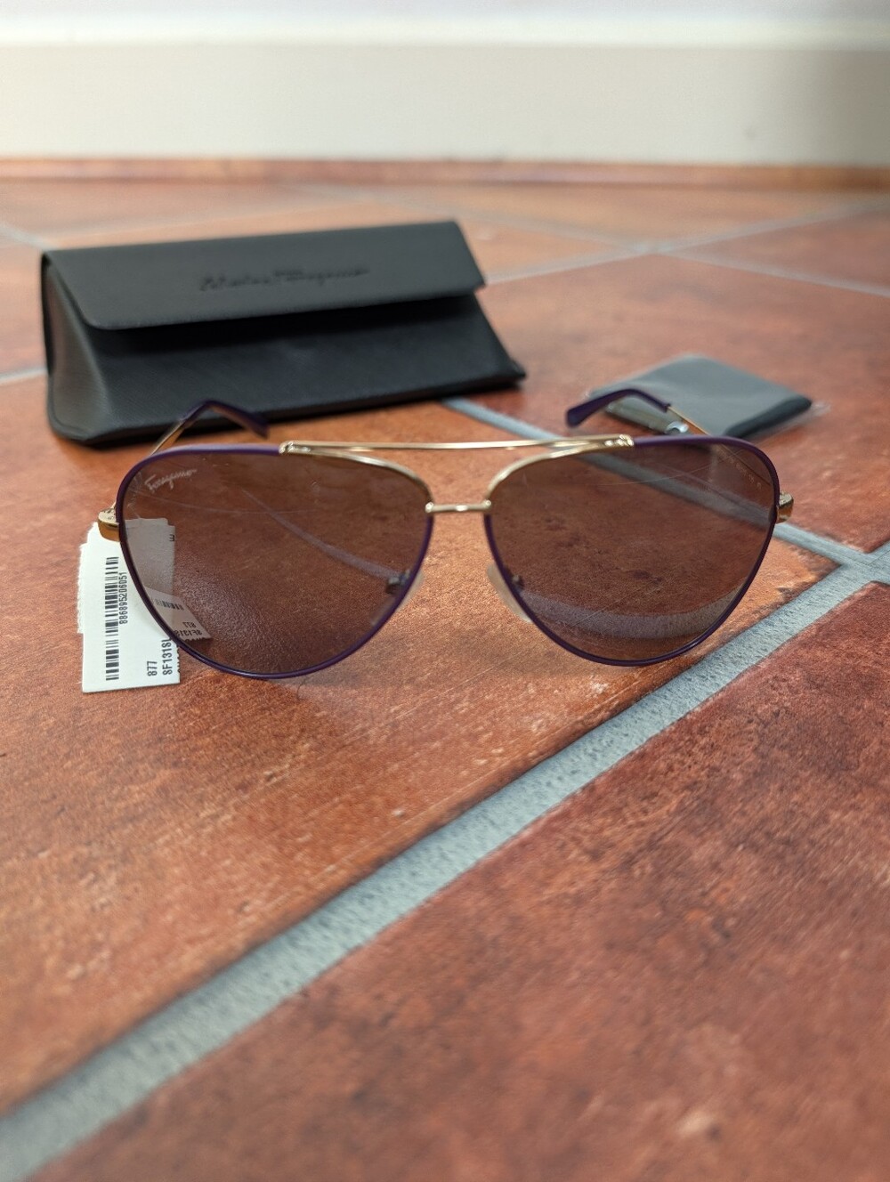 NWT Salvatore Ferragamo Men's Plum Frame Aviator Sunglasses